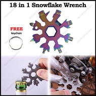 18 in 1 Snowflake Snow Wrench Screwdriver Portable Bike Camp Hiking Car Repair Tool Outdoor DIY Spaner Pembuka Keychain