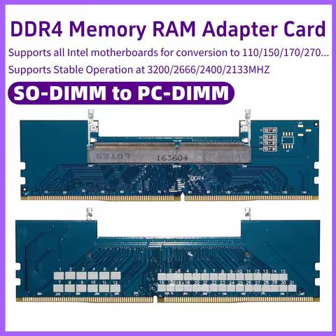 Laptop DDR4 Memory RAM Adapter Card SO-DIMM to PC-DIMM Stable Operation at 3200/2666/2400/2133MHZ Su