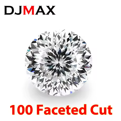 DJMAX Rare Round 100 Faceted Cut Moissanite Loose Stones 0.5-5Carat D Color Russian Bird's Nest Cut 