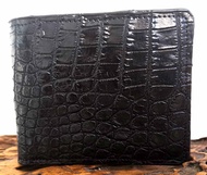 Bi fold Wallet กระเป๋าหนังจระเข้าแท้ สีดำ สุดยอดของกระเป๋าสตางค์ เป็นหนังจระเข้ทั้งภายนอกและภานใน