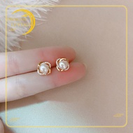 hikaw saudi gold 18k pawnable legit women's zirconia pearl earrings female vintage temperament simple hypoallergenic earrings Korean fashion jewelry gift jewelry box