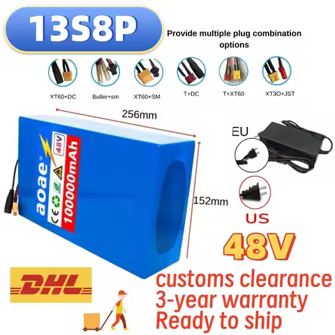 13S8P 48V 100000mAh Large Capacity Battery Pack Lithium Battery Motor Battery Built-in 50A BMS Prote