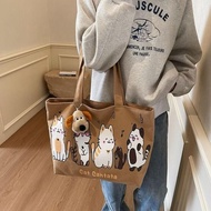 Cat-shaped Canvas bag, large capacity shoulder bag
