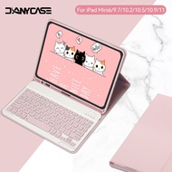 DANYCASE Case with Keyboard for iPad Mini 4/5/6 Air2 Pro 9.7 Air3 Pro 10.5 iPad Air4 Air5 10.9 iPad 10.2 7 8 9th iPad 9.7 5 6th