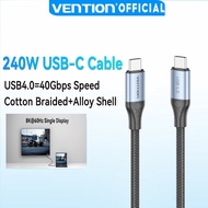 Vention Type C Cable PD 240W Mulitfunctional 5A USB C to C Cable 40Gbps Fast Charging Support 8K 60Hz Cotton Braided Cable USB4.0 USB C Cable Compatible With Thunderbolt4 For Laptop PC Monitor