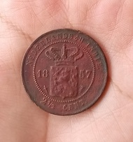 Coin Netherlandsch Indie 2 1/2 Cent Benggol 1 duit tahun 1857 Kondisi sama seperti Fotonya t518
