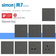 Simon M7 Series Ultra Thin Full Flat Perfect Square Switch Brushed Grey Diamond Grey