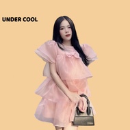 Váy Babydoll Voan Tơ UNDERCOOL Xếp Tầng Phối Nơ Điệu Đà
