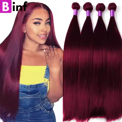 #99J Color Wholesale 10-30 Inch Straight Human Hair Bundles Burgundy Brazilian Human Hair Extension 