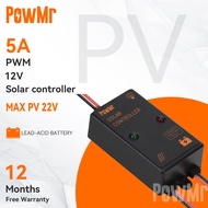 PowMr 5A 12V Solar Panel Charger Controller IP67 for Small Solar Home Use Mini Size Solar Controller
