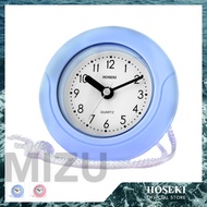 HOSEKI 14cm (06-Inch) Mizu Bathroom Clock | Ticking Quartz | Moisture-proof for Pool Beach Bath | Round Compact Modern Minimalist Design | Collapsible Flip Stand Convenient Nylon Rope Easy To Hang At Bathroom Kitchen Bedroom | H-9143