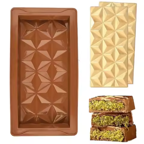 Silicone Chocolate Bar Mold Thick Break-Apart Design Rectangle Molds for Pistachio Dubai Style Candy