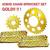 428HD RS150 RSX150 HONDA 428 SPROCKET SET GOLD HTM 428 CHAIN SPROCKET SET
