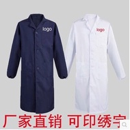 Blue Gown Work Clothes Men's and Women's Factory Clothing Food Factory Farm Porter Canteen Cleaning Clothes Chef Uniform Long Shirt