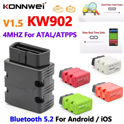 KONNWEI KW902 ELM327 V1.5 PIC18F25K80 Auto Scanner Bluetooth 5.2 for Android IOS Code Reader ODB OBD