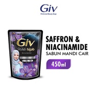 GIV White Hijab Sabun Mandi Cair Saffron & Niacinamide Pouch 400ml GIV White Hijab Sabun Mandi Saffr