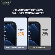 Luna Kabel Data Type C To Lightning 20W Cable Data Fast Charging Power