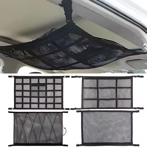 Car Roof Storage Organizer Automotive Ceiling Cargo Net Pocket Mesh Car Camping Accessories Storage 