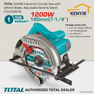 TOTAL 1200W Industrial Circular Saw with 185mm Blade Adjustable Bevel & Depth (TS11218576)