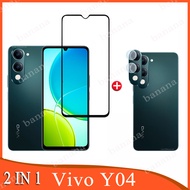 Vivo Y04 Tempered Glass For Vivo Y04 Y03T 2 in 1 Front Glass Camera Lens Protector