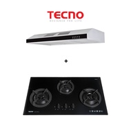 Tecno TCH901 BK/SS Slim Hood + T333TGSV S/BK Glass Hob Package Offer