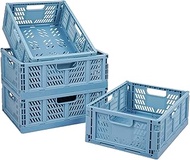 Plastic Drawer Organizer Collapsible Storage Boxes Crate,4-Pack Stackable Folding Storage Basket Clo