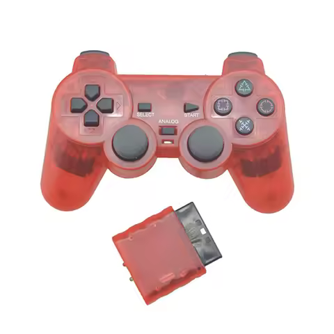 Transparent Color Game Controller For PS2 Wireless gamepad 2.4GHz Vibration Controle Gamepad compati