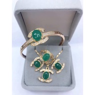 【Hot sale】∋✥MEI Jewelry 4in1 Chanella Jade Bangle Earring Ring and Necklace Jewelry Set with FREE Gi