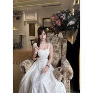 COQUI | CARINA premium pressed lace long lady's dress. Long party dress with slight flare