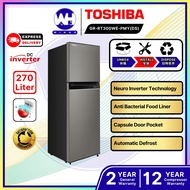 (Selected Area Only) TOSHIBA GR-RT300WE-PMY (DS) Inverter 2 Door Refrigerator With PUREBIO Filter Deodorizer and 5 Star Energy Saving (270 Liter) (Peti Sejuk, 雪柜，冰箱，Toshiba, Panasonic, Mitsubishi Fridge)