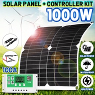 1000W Solar Panel Kit 60A/100A Controller with Waterproof Cell for MP3 Yacht RV Battery Charger USB 