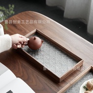 Wooden Tray Household Tea Tray Afternoon Tea Breakfast Snacks Fruit Snack Tray Begonia Flower Glass 