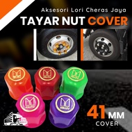 AKSESORI LORI CHERAS JAYA TAYAR NUT COVER LORI 41MM COVER NUT SAIZ 41MM LORI TAYAR 6 ISUZU HINO LOGO