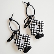 New Checkerboard Bag Pendant Small Jewelry Fabric Flower Accessories Issey Miyake Lanyard Schoolbag Pendant Anti-Lost Buckle Trendy
