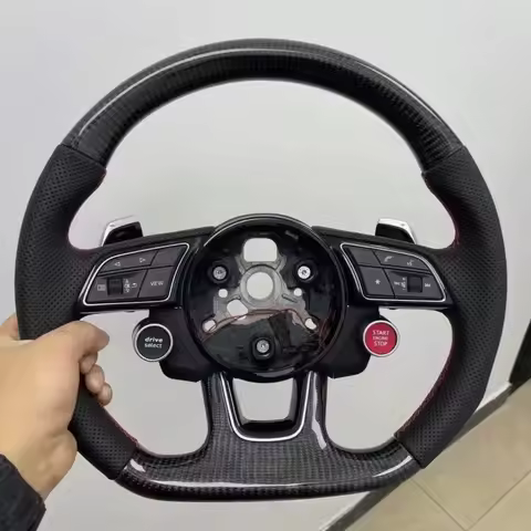 A4 B8 B9 S3 S4 S5 Rs5 Rs3 Rs4 A5 B9 Carbon Fiber Semi Perforated Leather Steering Wheel For Audi A3 