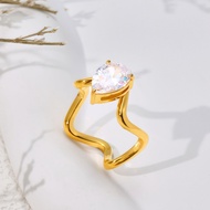Simple Wave Irregular Water Drop Zircon Ring Jewelry Unique Non-Fade Ring