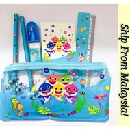 🎪 READY STOCK 🎪Baby Shark Pencil Case Stationary 7pcs Stationary Gift Set With Pencil Case For School Party Goodie Bag