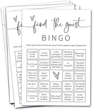 Bridal Shower Bingo, 25Pcs Prefilled Find The Guest Bingo Game Cards, Engagement Party Games for Gue