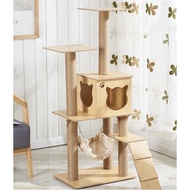 Wooden Pet Cat Scratcher Condo Cat Tree House high 135cm