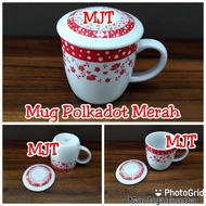 MERAH Coffee Mug / Coffee Ceramic Mug / Red Polka Dot Mug