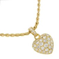 Cartier Heart Pave Necklace in 18K Yellow Gold with Diamonds, Approximately 19g, Women's [Pre-owned]