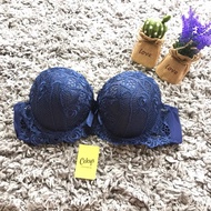 Women's Bra Celcys Bra Art 1806 | Thick Wire Foam Bra Cup C 36-44 Brukat 3 Hooks - Navy, 36C