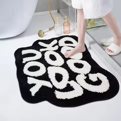 54x64cm Funny Bath Mat Black and White You Look Good Bathroom Rug Bathroom Decor Rugs Washable Non S