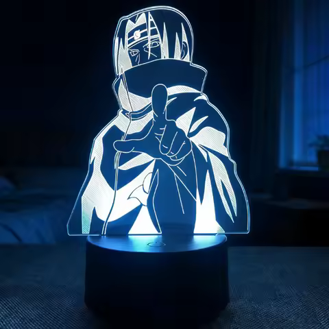 Uchiha Itachi 3D Illusion LED Night Light, Anime Naruto Desk Lamp, 7 Color Changing Bedroom Decor, U