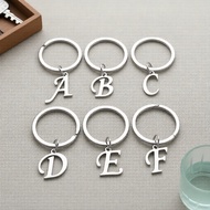 Personalized 26-Letter Alphabet Keychain, Unisex Minimalist Stainless Steel Key Ring, Simple Pendant