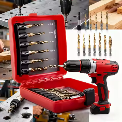 13pcs BUFF STACK Full Steel Drill Bit and Tap Set 3 in 1 Tool for Drilling with Quick Change Adapter