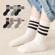 ((5 Pairs in One Set) Preppy Style Horizontal Stripes Middle Tube Socks Socks Children Unisex Style 