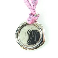 愛馬仕 (HERMES) 銀色 H 字形吊墜陀飛輪絲繩項鍊，品相極佳，配有顏色盒子和防塵袋。義大利製造。