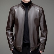Jaket Kulit Haining untuk Lelaki, Jaket Kulit Pendek Slim Fit untuk Lelaki Pertengahan Umur, Kot Kul