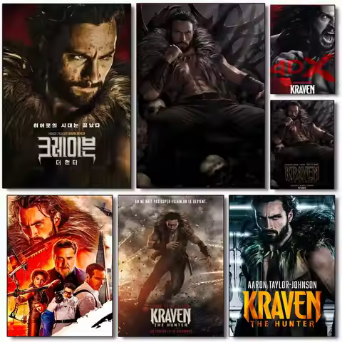 Movie K-Kraven the Hunter Poster HD PVC Self Adhesive Wall Art - Waterproof Reusable For Home Office